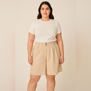 Vintage PORTARA Beige Pleated Culotte Shorts - Size XS / EU 36 / US 6